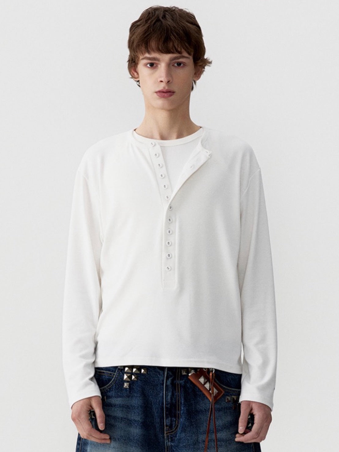 【ESC STUDIO】covered button henley