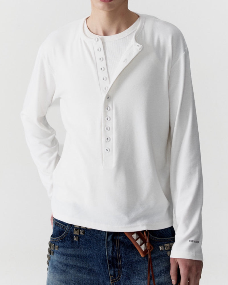 【ESC STUDIO】covered button henley