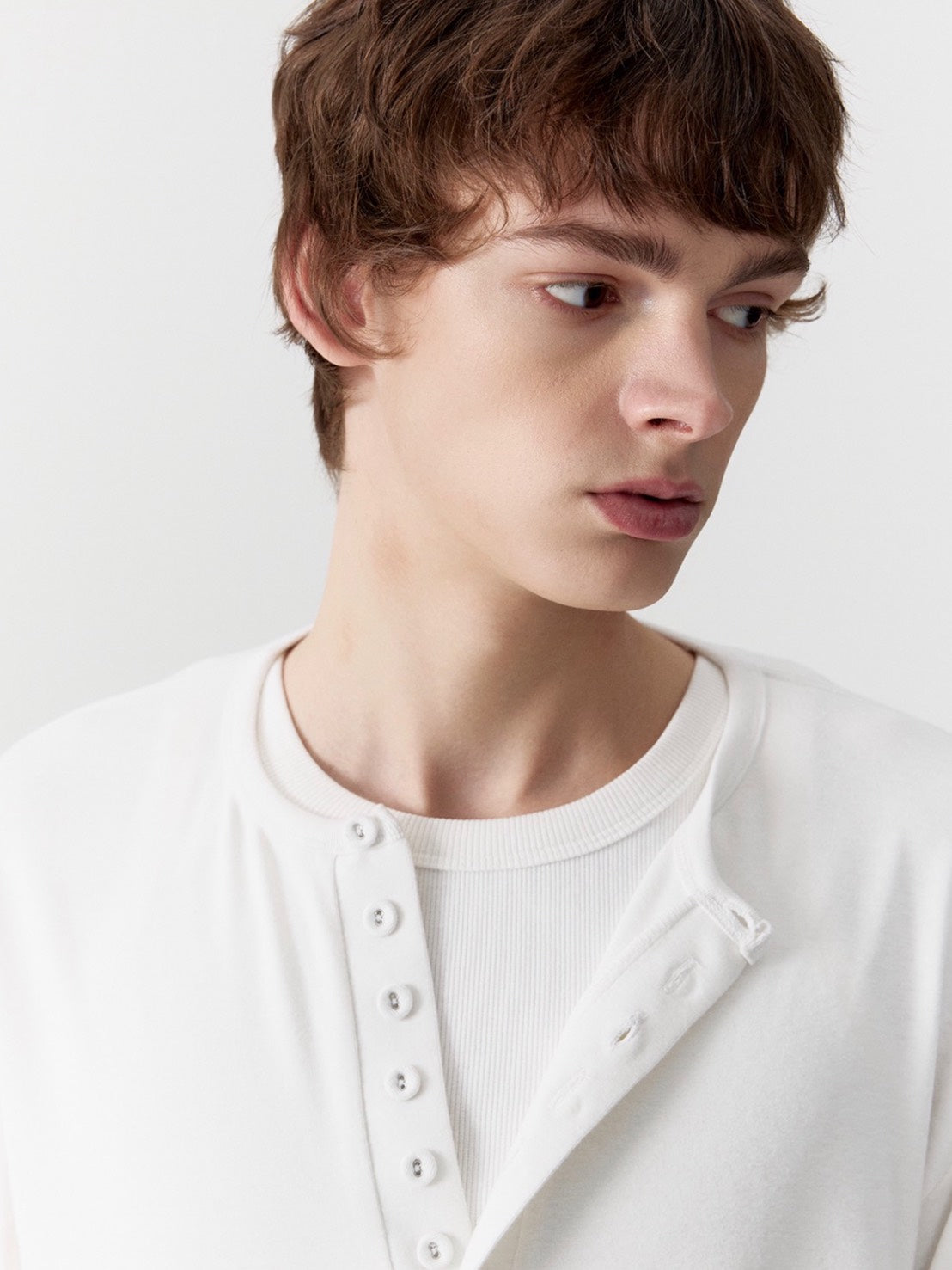 【ESC STUDIO】covered button henley