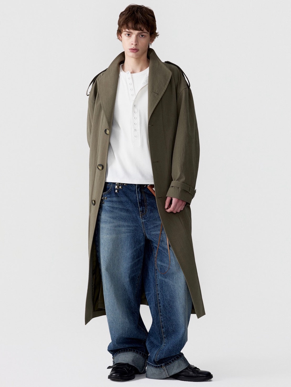 【ESC STUDIO】covered button henley