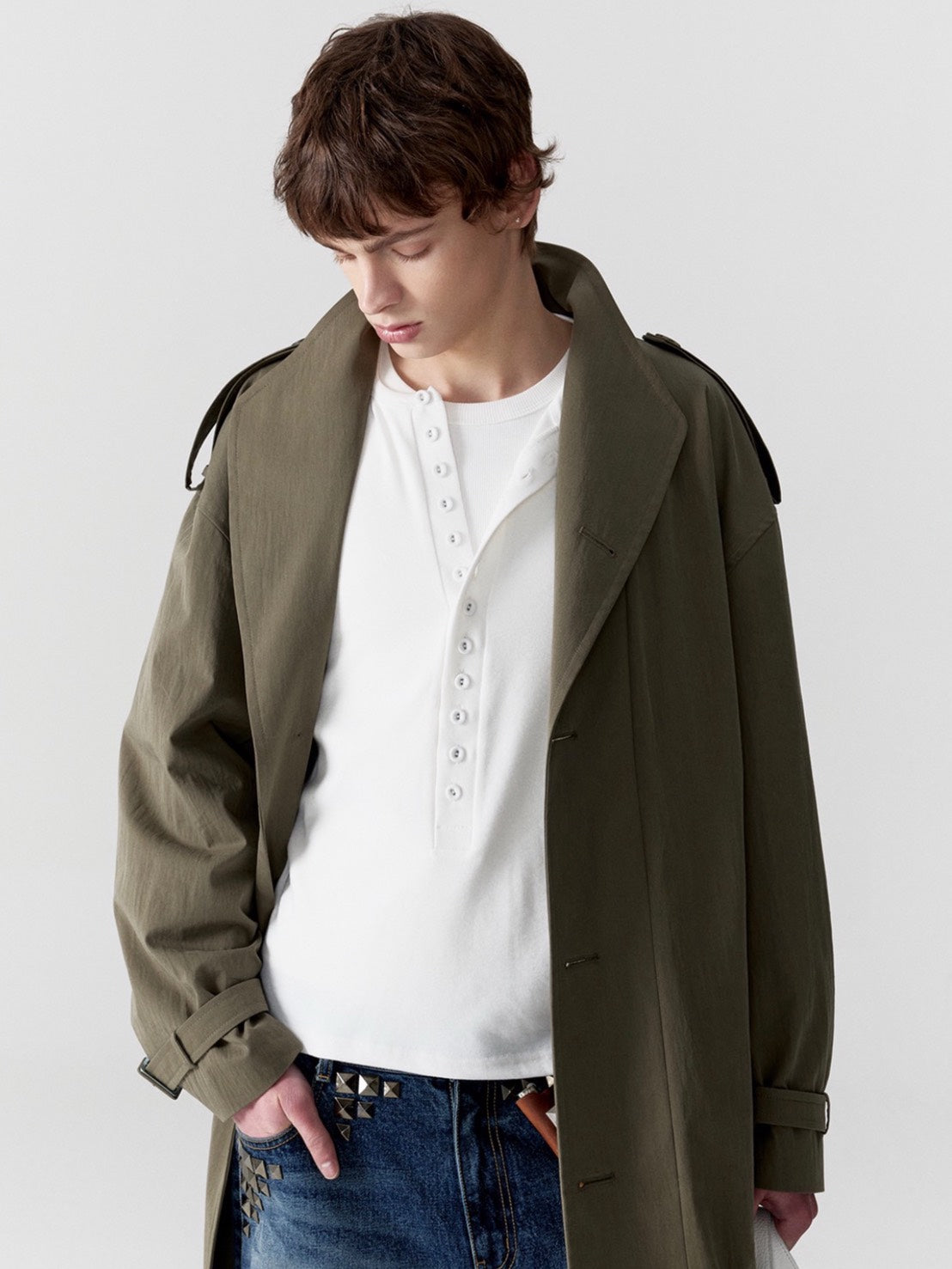 【ESC STUDIO】covered button henley