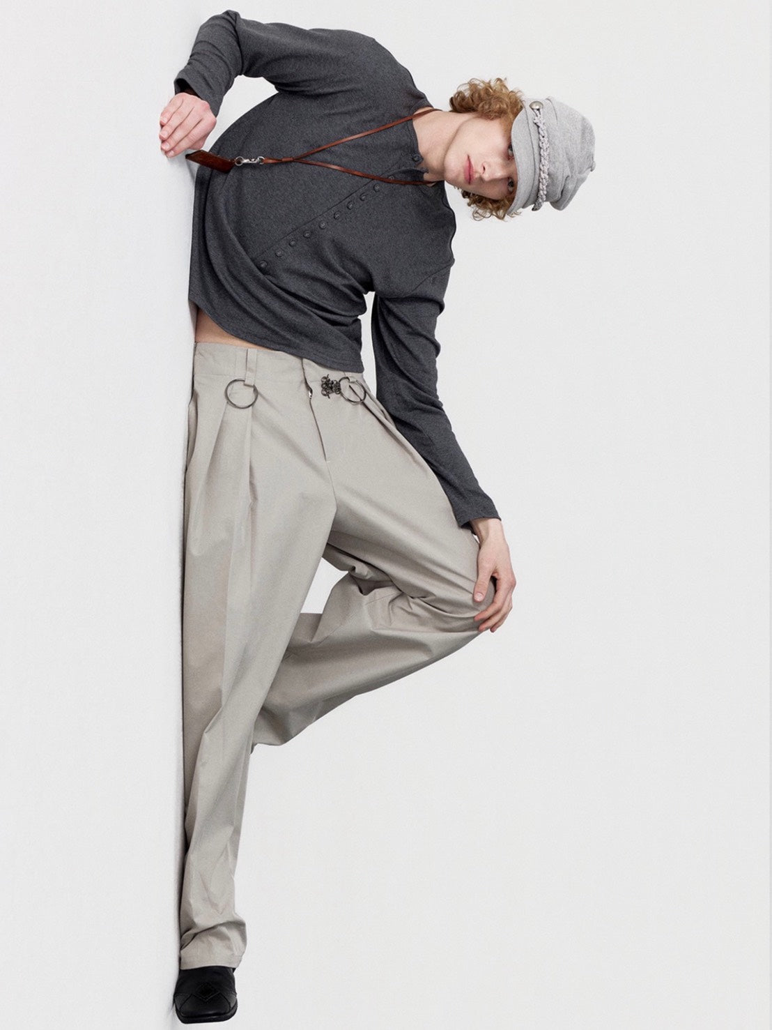 【ESC STUDIO】covered button henley