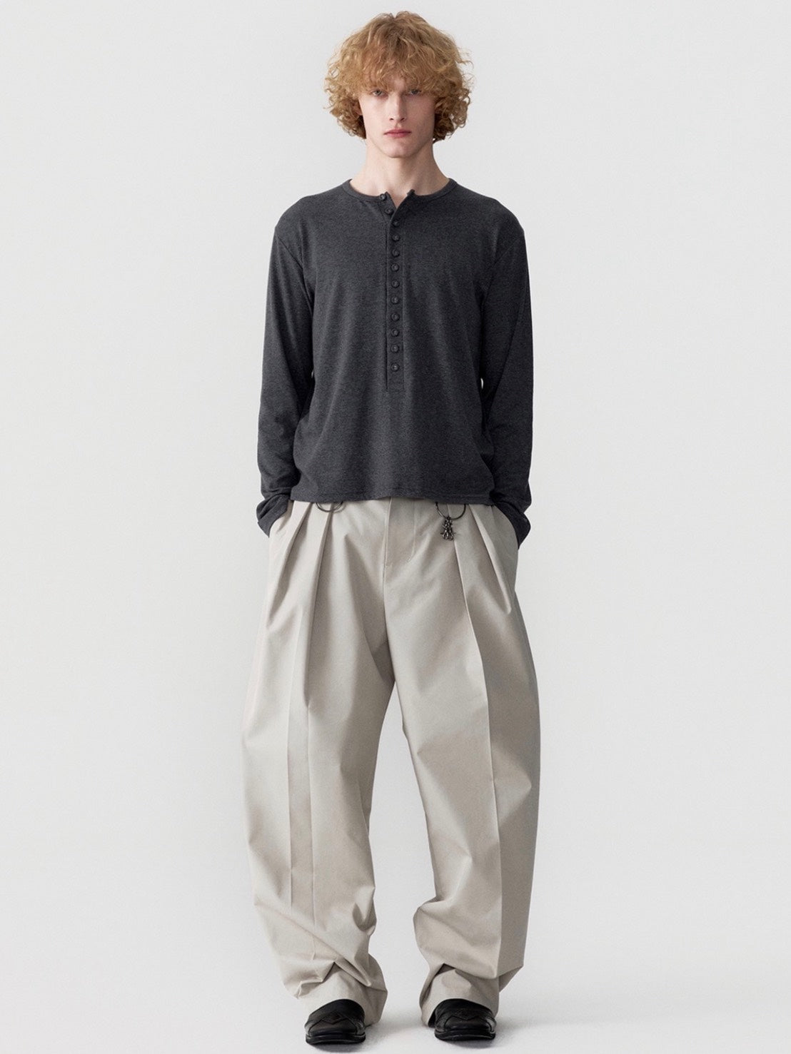 【ESC STUDIO】covered button henley