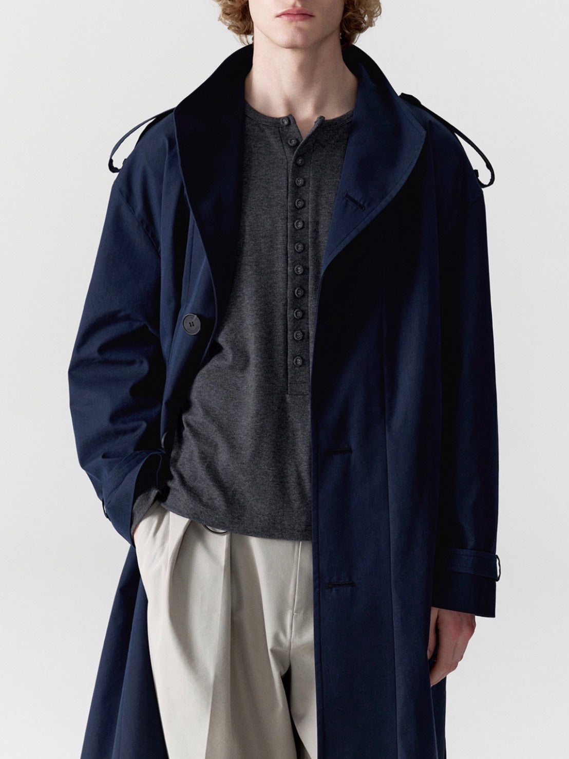 【ESC STUDIO】covered button henley