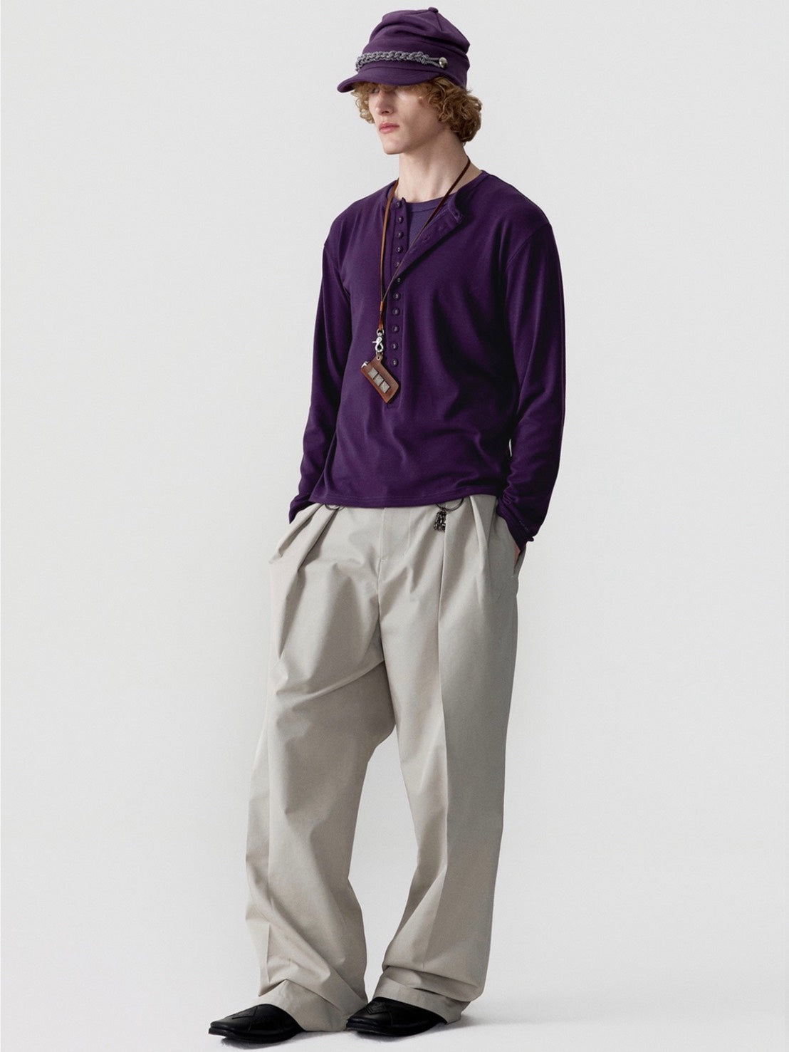 【ESC STUDIO】covered button henley