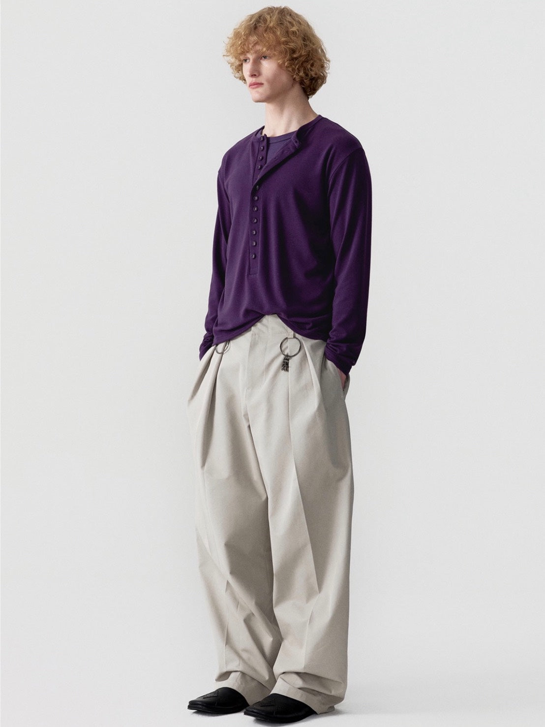 【ESC STUDIO】covered button henley