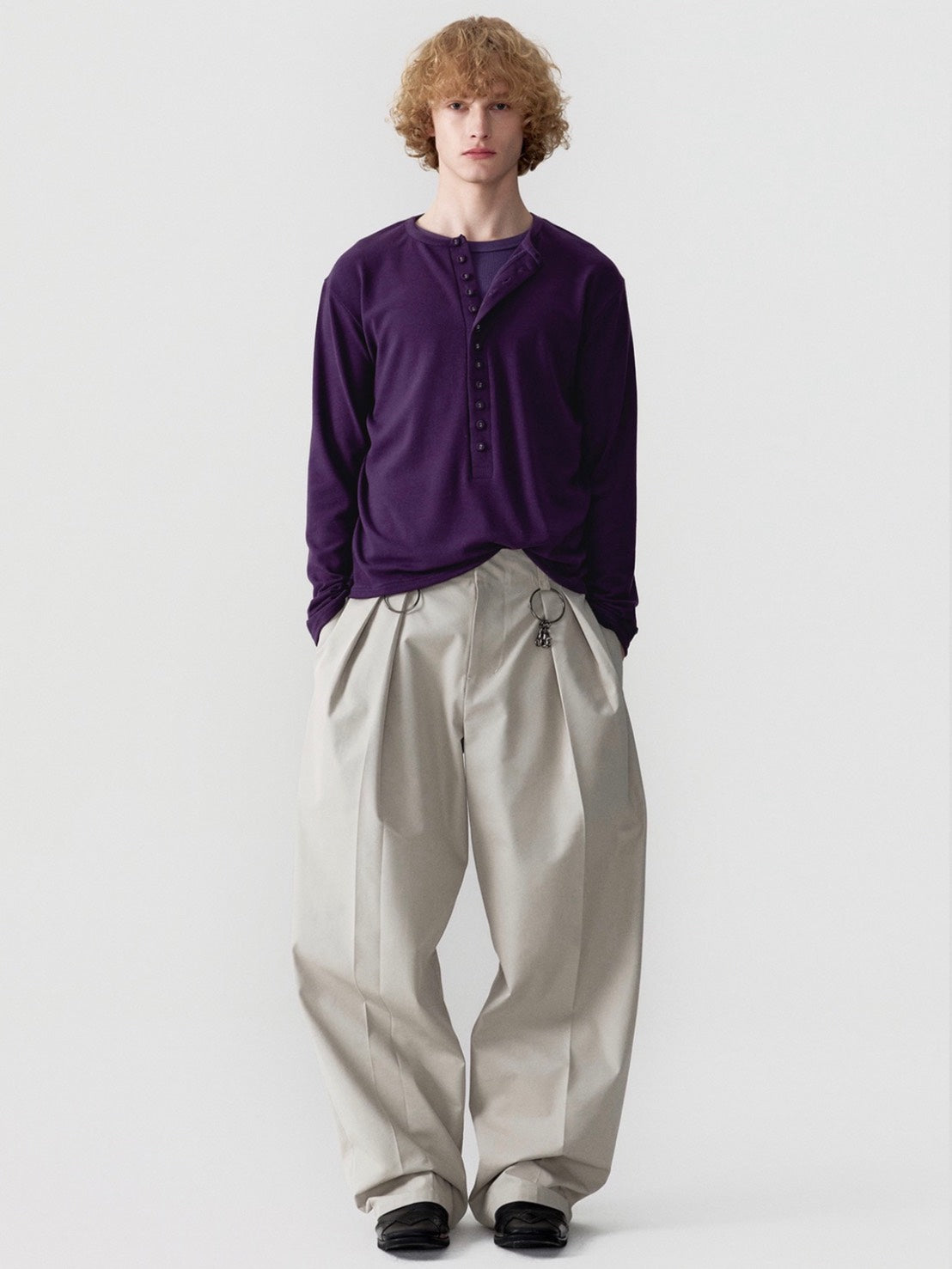 【ESC STUDIO】covered button henley