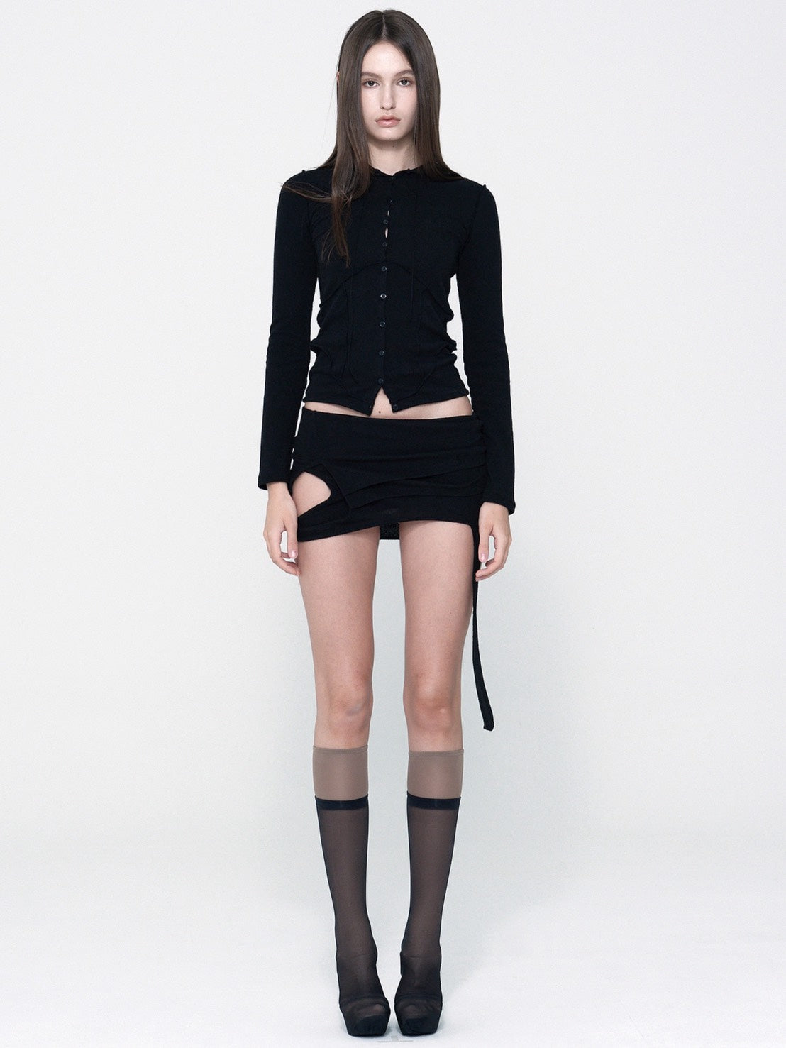 【bonnae】Corset line hoodie cardigan