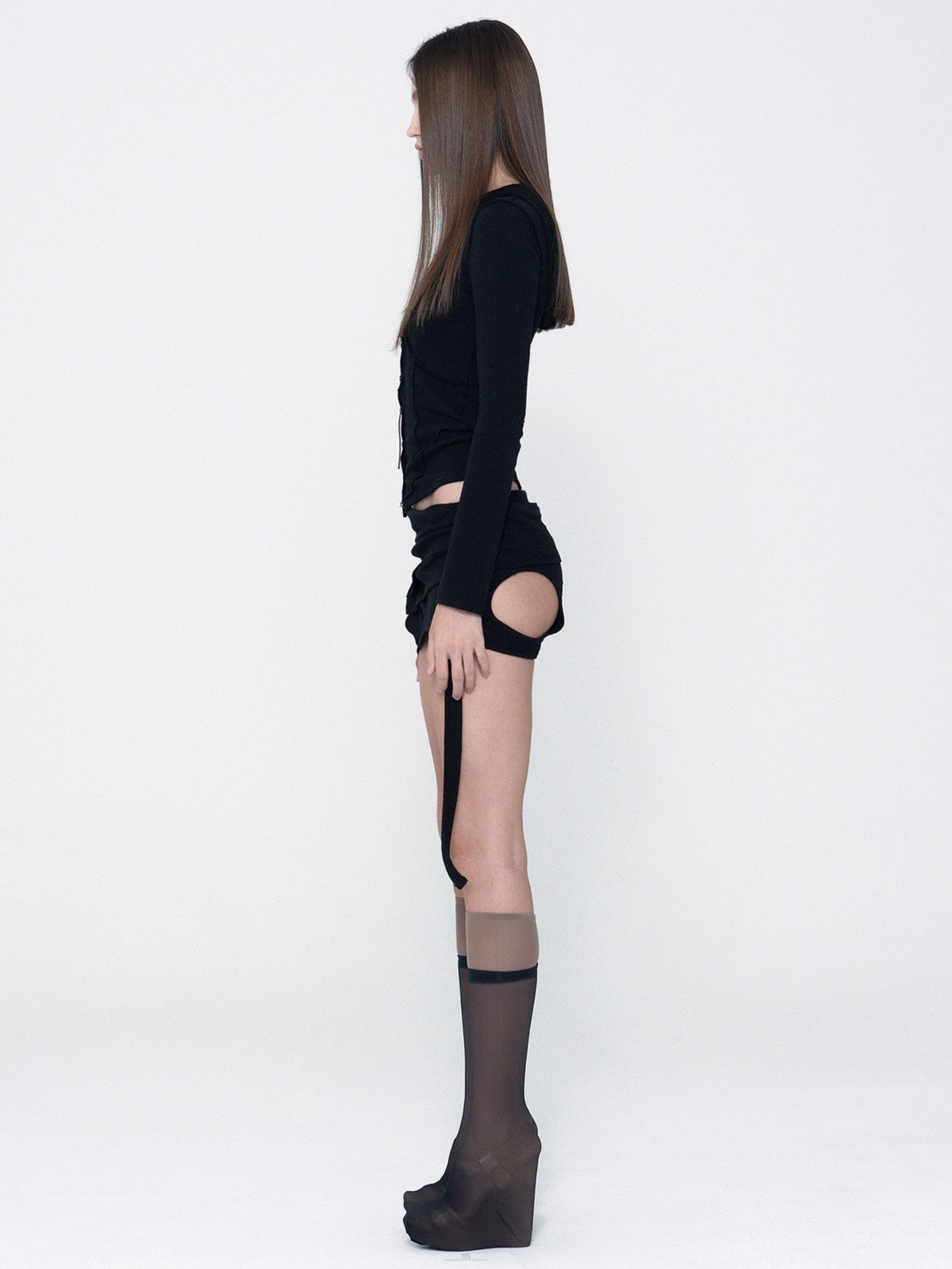 【bonnae】Corset line hoodie cardigan