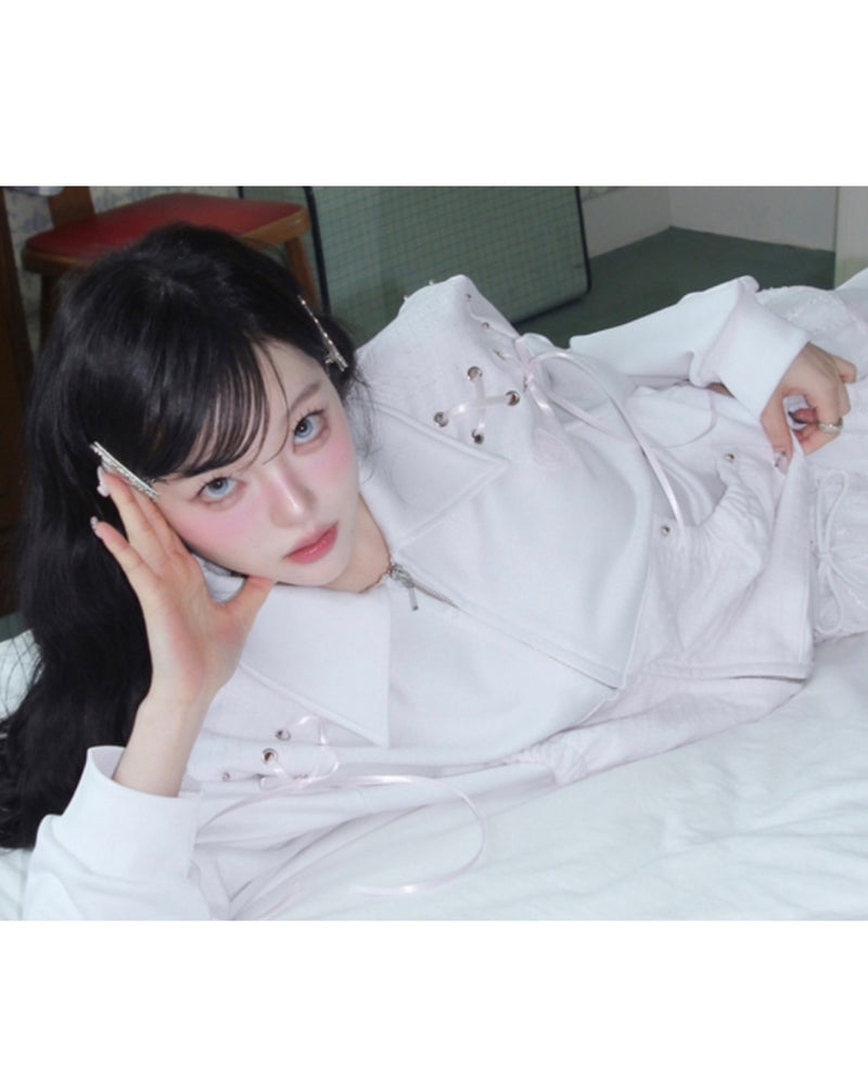 【CHERRYQUIRI】angel corset jersey zip up