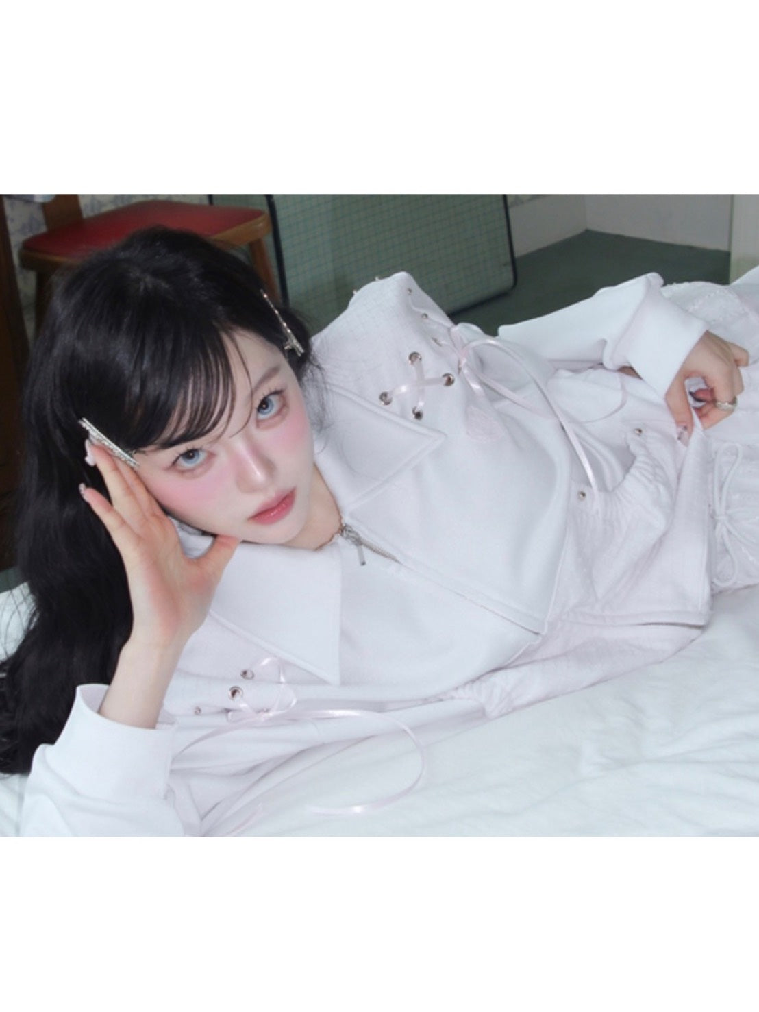 【CHERRYQUIRI】angel corset jersey zip up