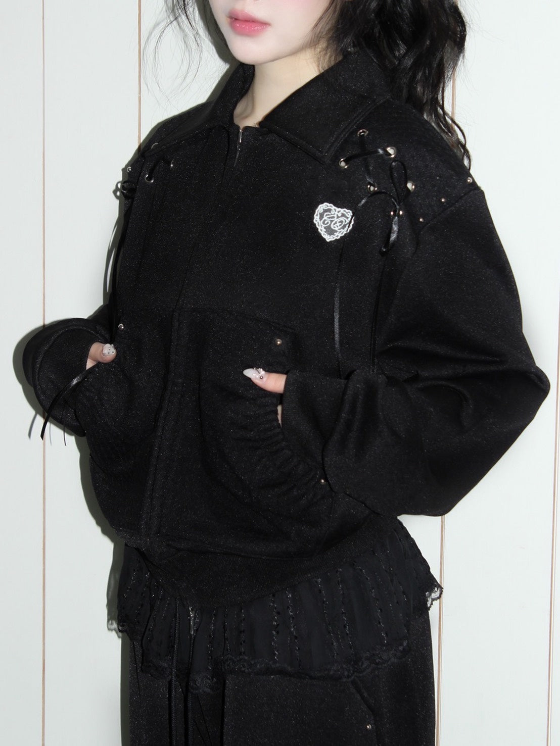 【CHERRYQUIRI】angel corset jersey zip up
