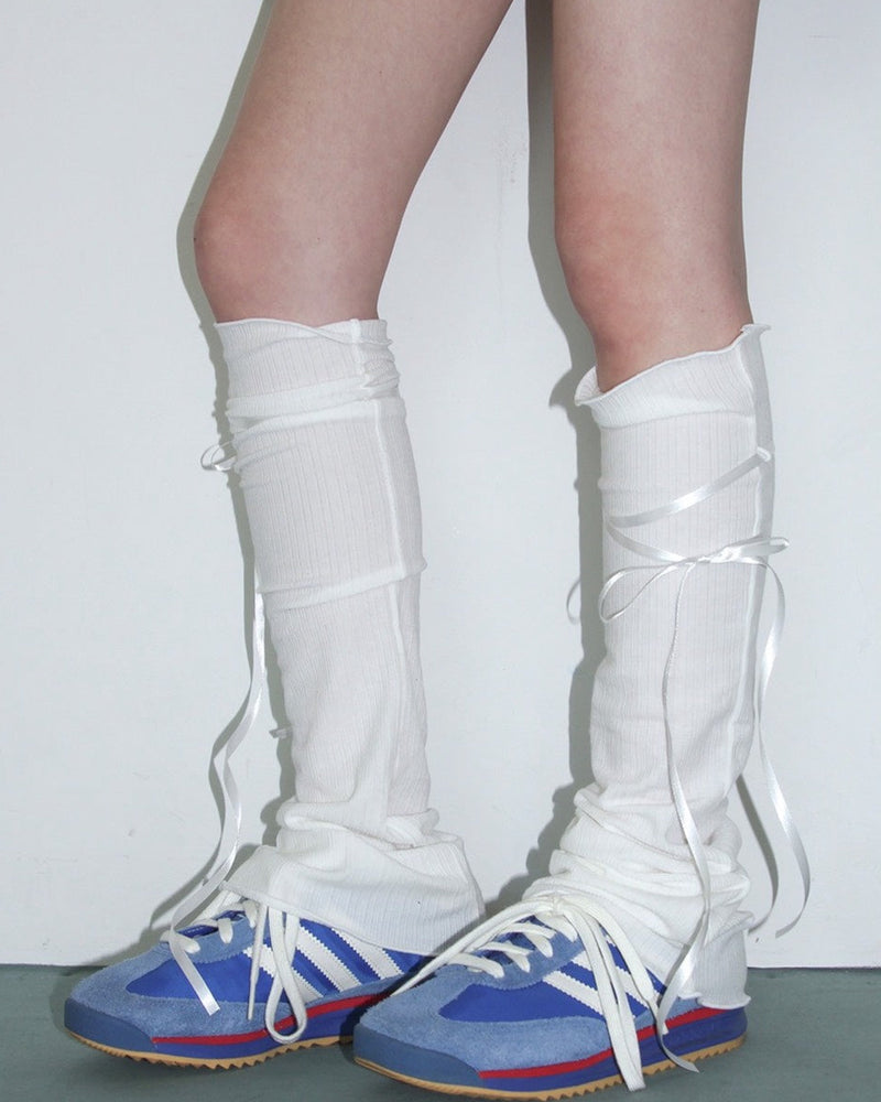 【CHERRYQUIRI】ribbon tie leg warmer