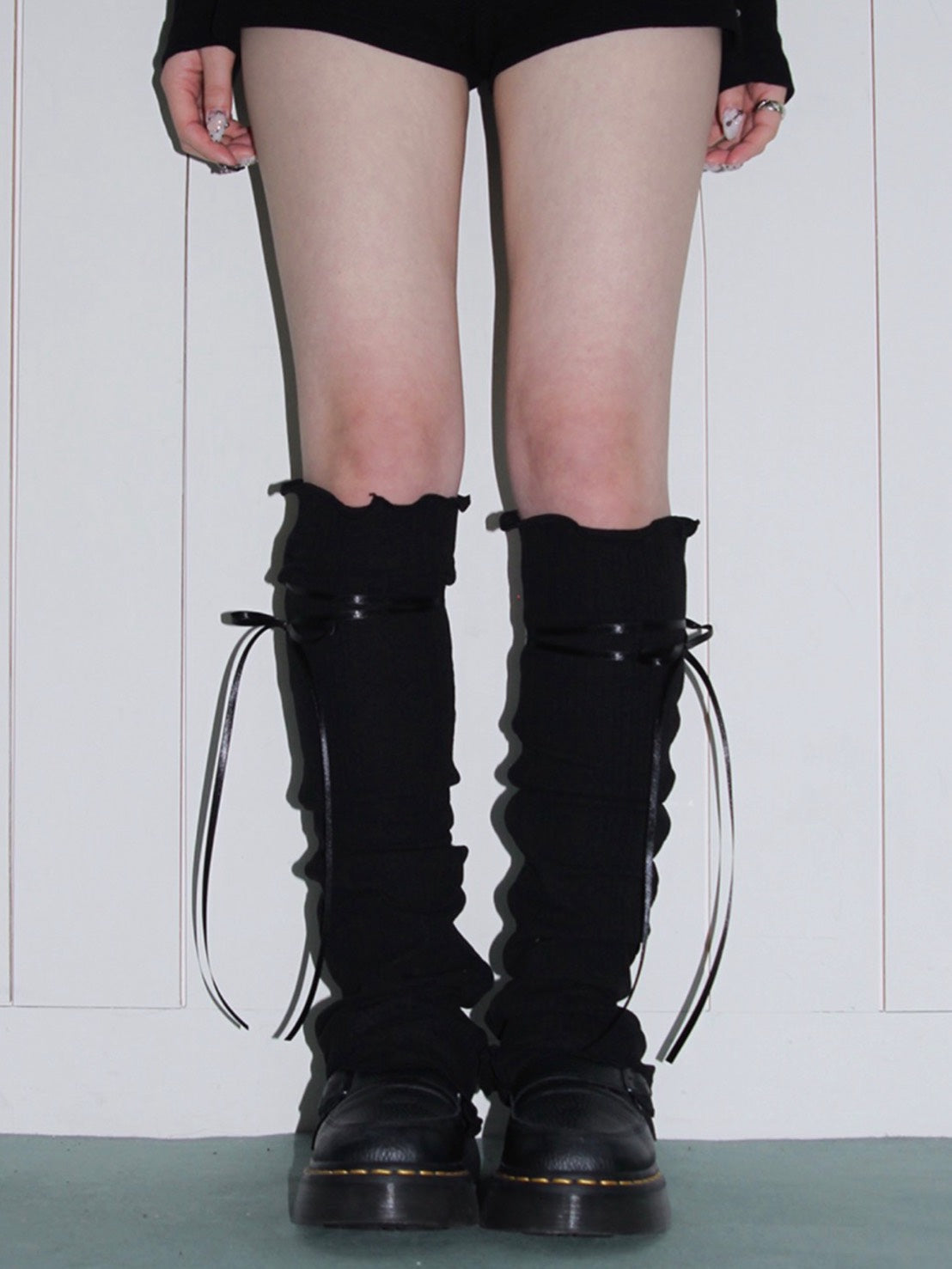【CHERRYQUIRI】ribbon tie leg warmer