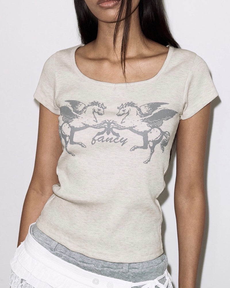 【FANCY CLUB】PEGASUS RIBBED TOP