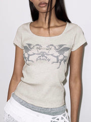 【FANCY CLUB】PEGASUS RIBBED TOP