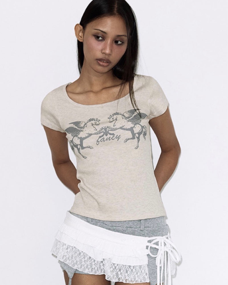 【FANCY CLUB】PEGASUS RIBBED TOP