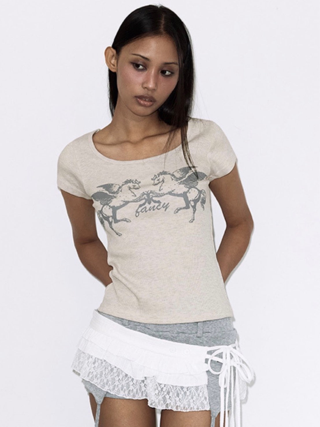 【FANCY CLUB】PEGASUS RIBBED TOP