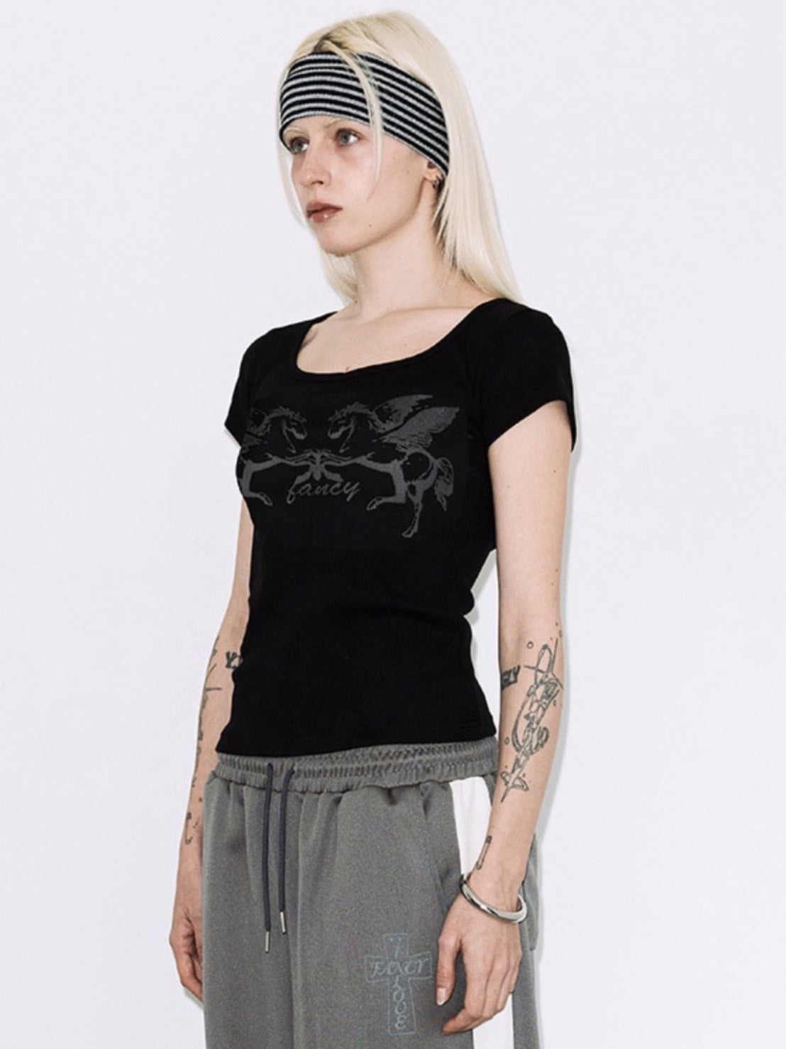 【FANCY CLUB】PEGASUS RIBBED TOP