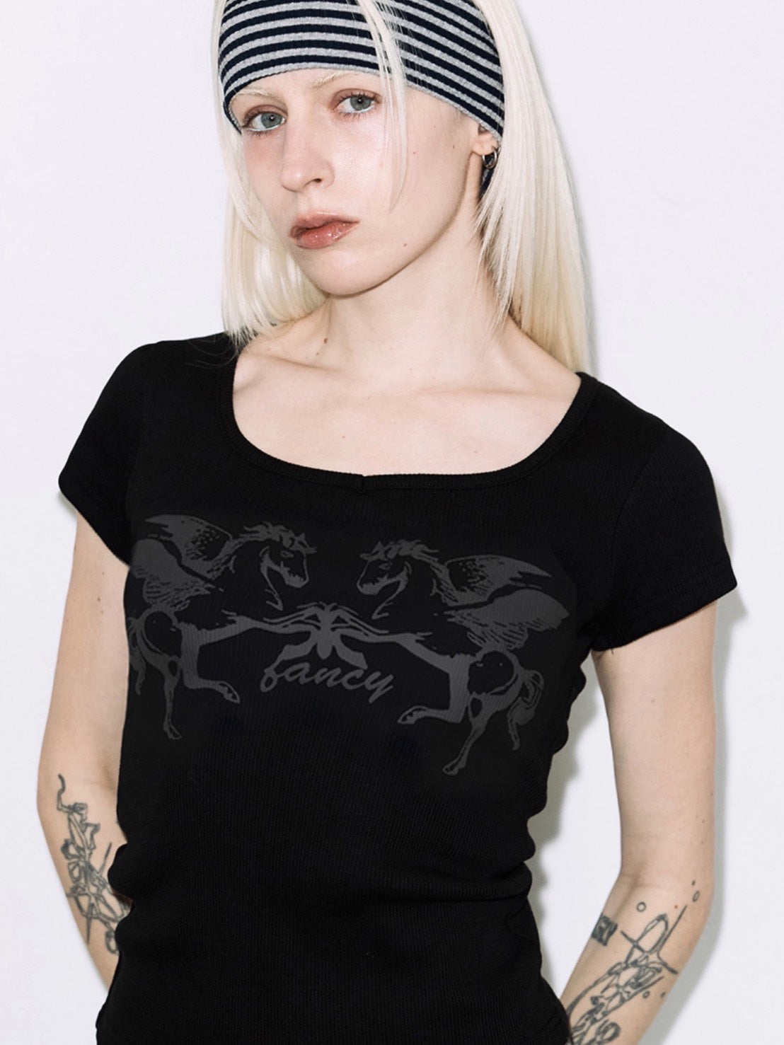 【FANCY CLUB】PEGASUS RIBBED TOP