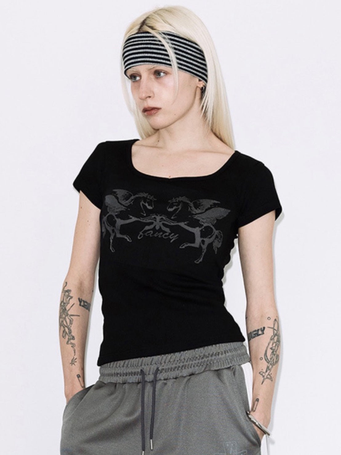 【FANCY CLUB】PEGASUS RIBBED TOP