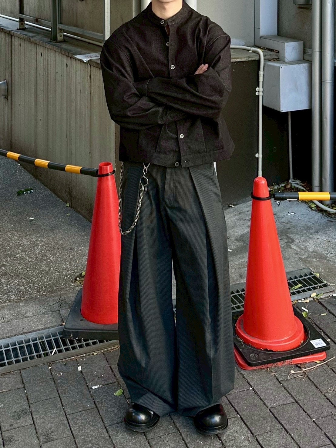 受注制【Chikashitsu +】no collar cropped jacket