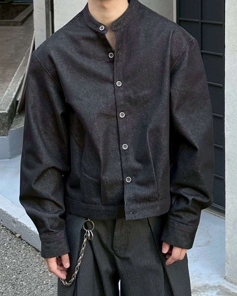受注制【Chikashitsu +】no collar cropped jacket
