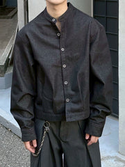受注制【Chikashitsu +】no collar cropped jacket
