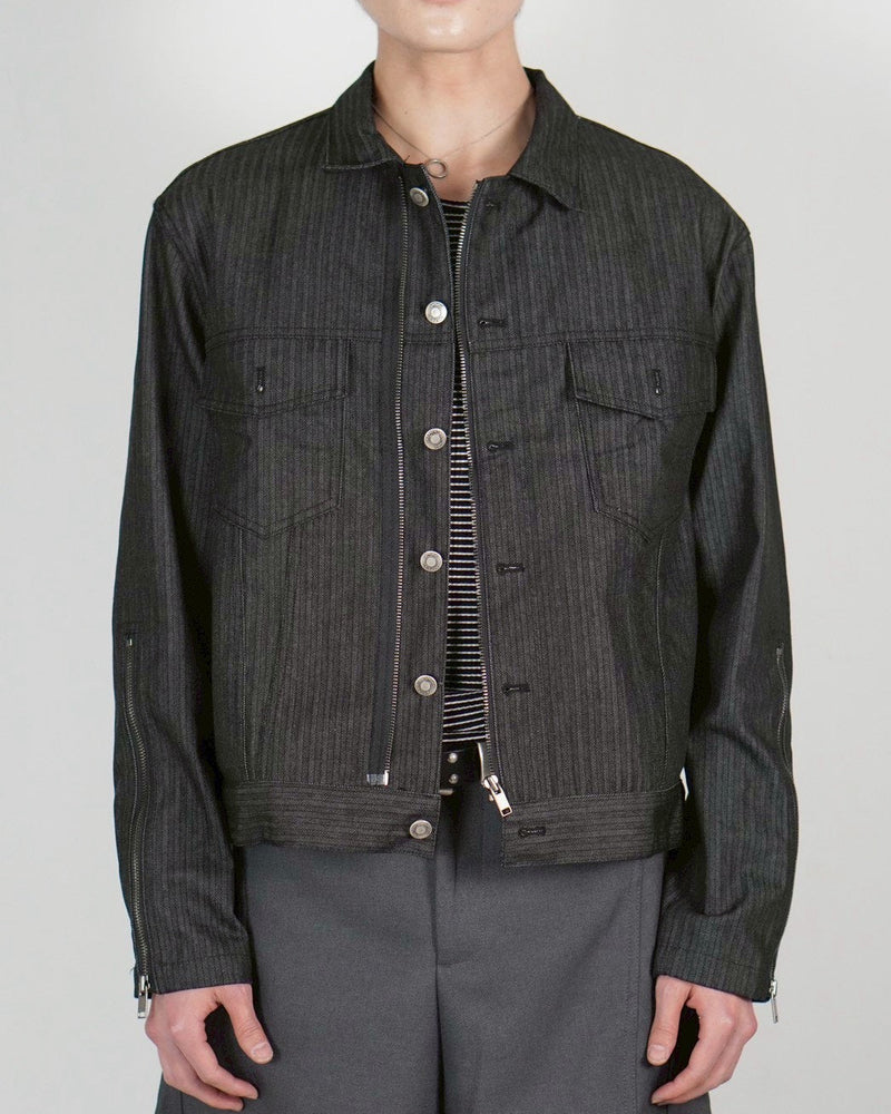 受注制【Chikashitsu +】non fade denim trucker jacket (2color)