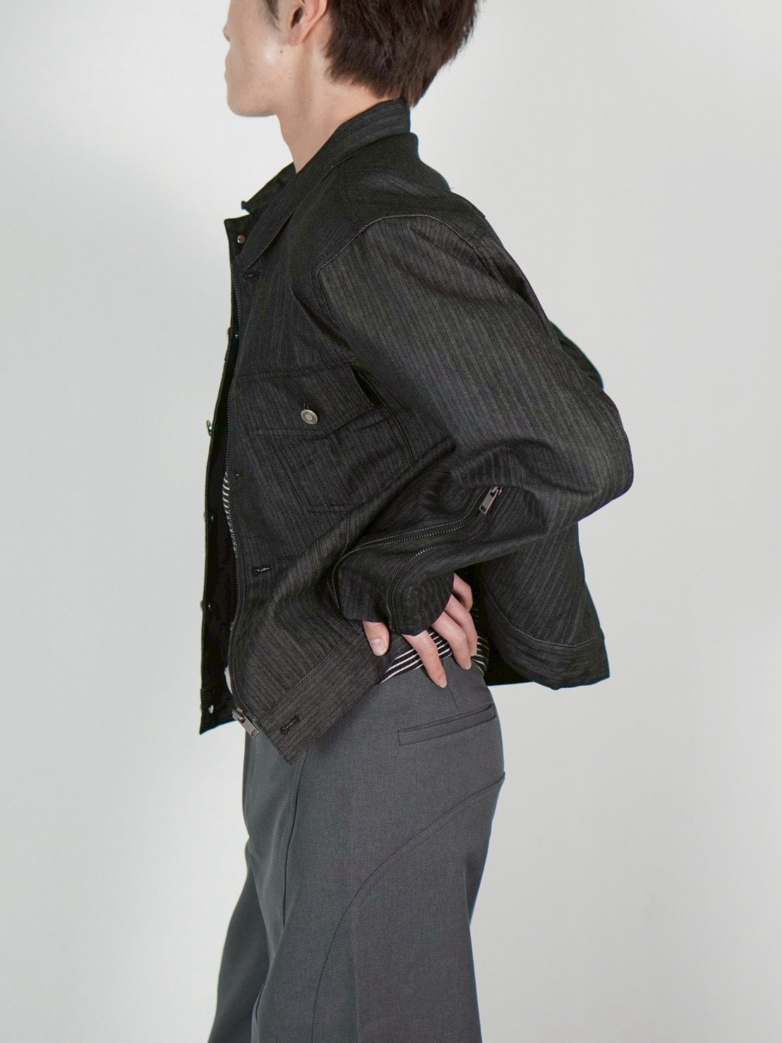 4/10 20:00発売 受注制【Chikashitsu +】non fade denim trucker jacket (2color)