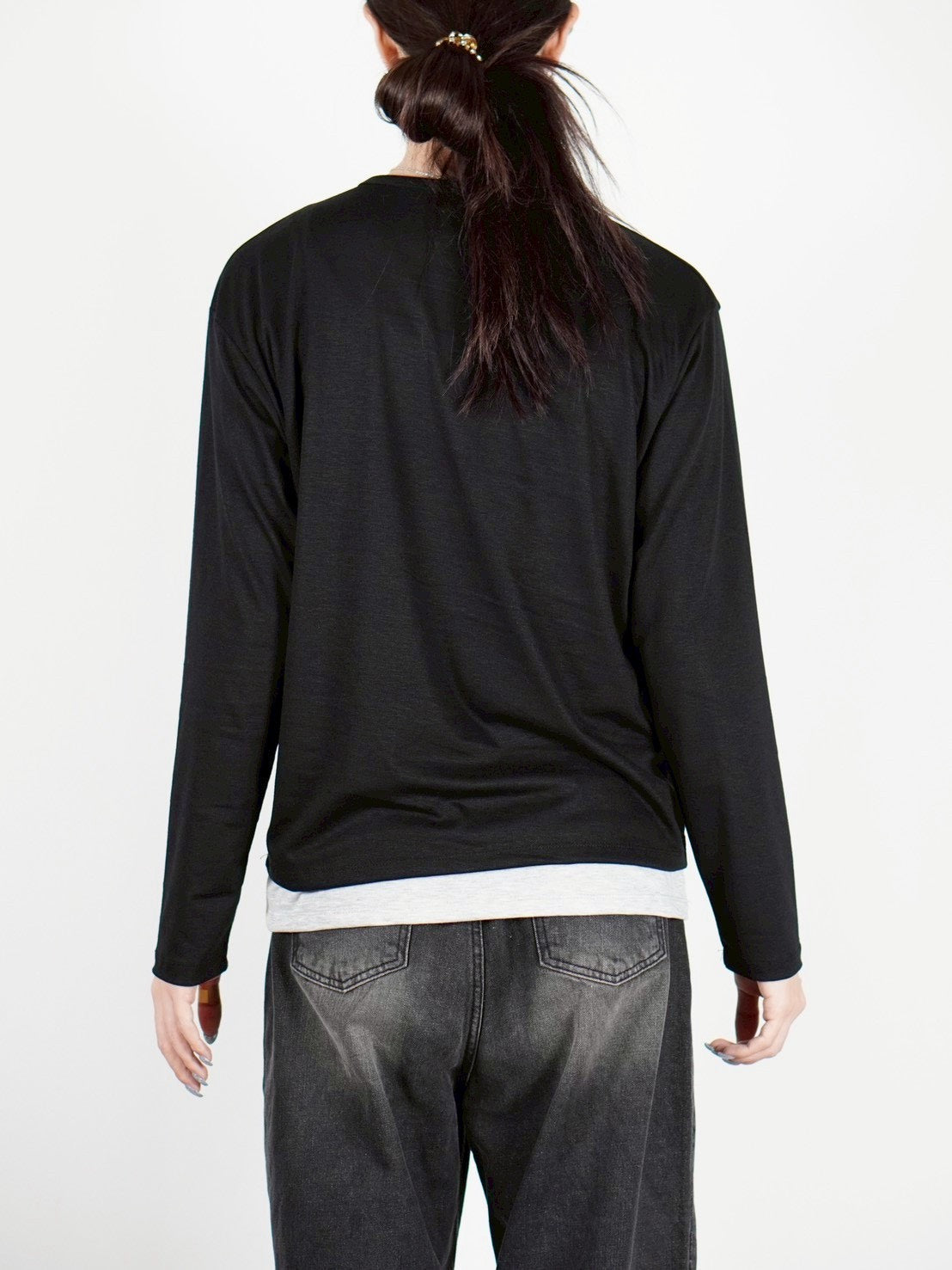 受注制【Chikashitsu +】double layered henley neck long sleeve