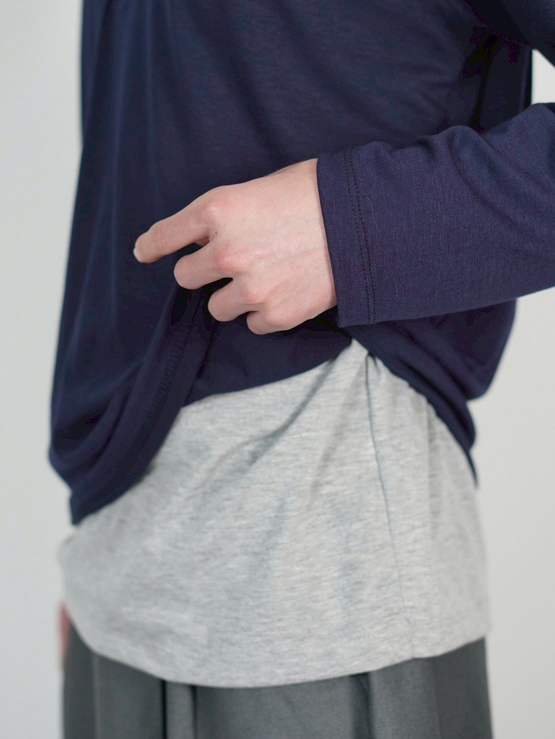 受注制【Chikashitsu +】double layered henley neck long sleeve