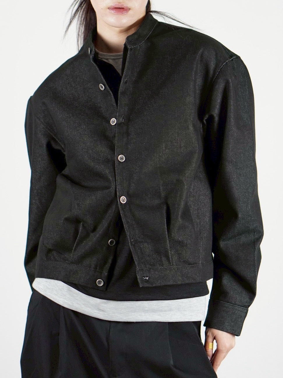 受注制【Chikashitsu +】no collar cropped jacket