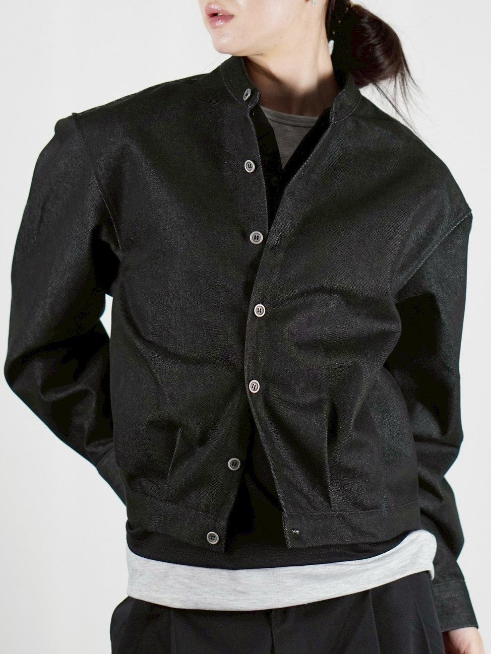 受注制【Chikashitsu +】no collar cropped jacket