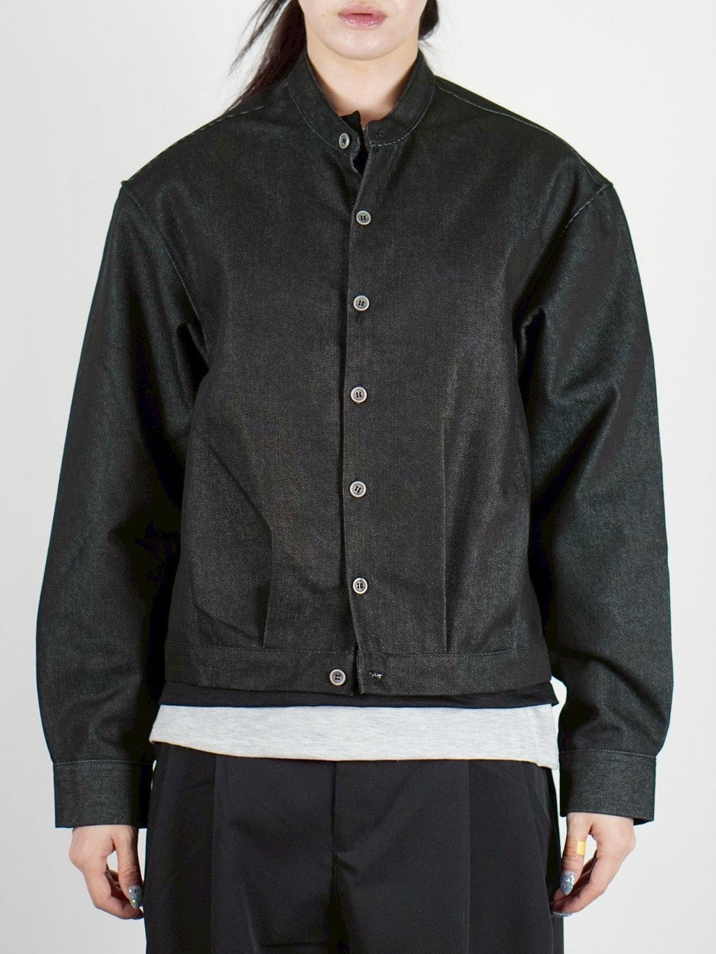 受注制【Chikashitsu +】no collar cropped jacket