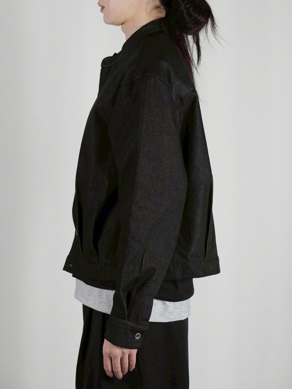 受注制【Chikashitsu +】no collar cropped jacket