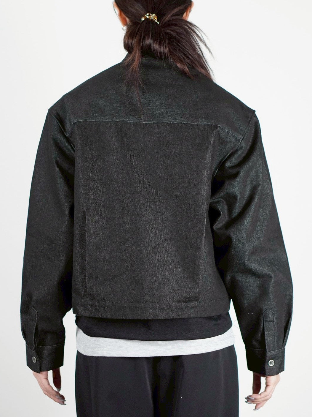 受注制【Chikashitsu +】no collar cropped jacket