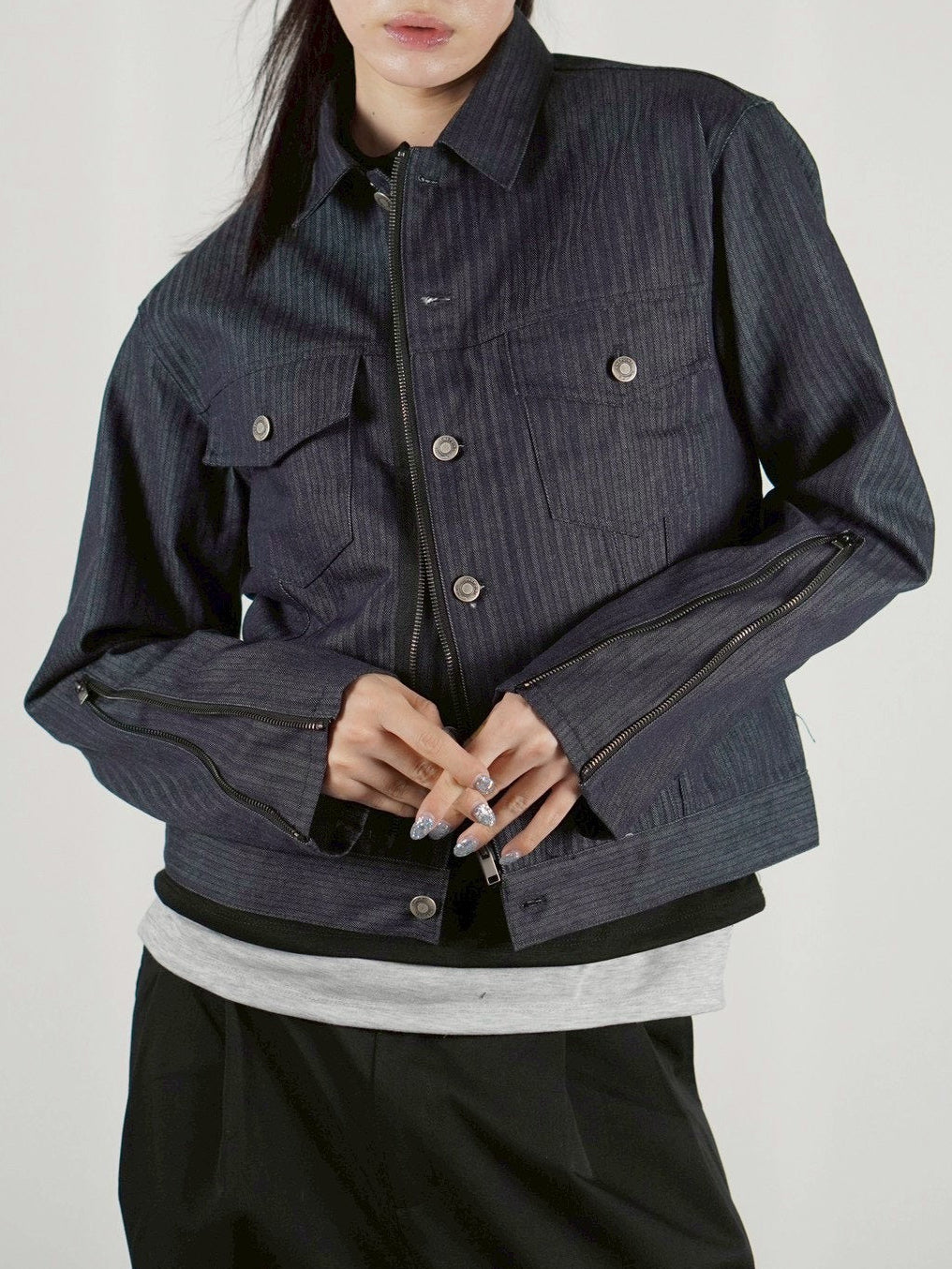 4/10 20:00発売 受注制【Chikashitsu +】non fade denim trucker jacket (2color)