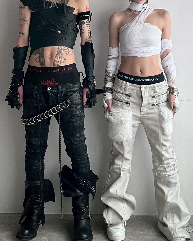 【YIKAI LABORATORY】゛pull the trigger on the scene゛slogan revolver boxer pants