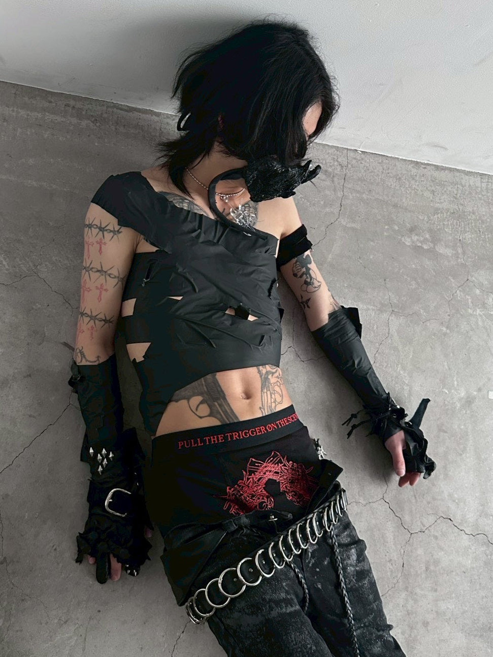 【YIKAI LABORATORY】゛pull the trigger on the scene゛slogan revolver boxer pants