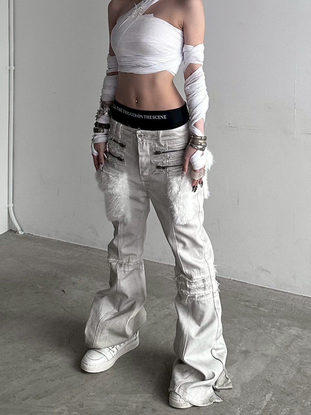 【YIKAI LABORATORY】゛pull the trigger on the scene゛slogan revolver boxer pants
