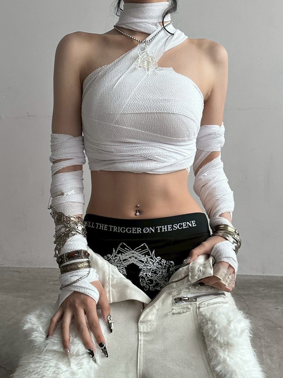 【YIKAI LABORATORY】゛pull the trigger on the scene゛slogan revolver boxer pants
