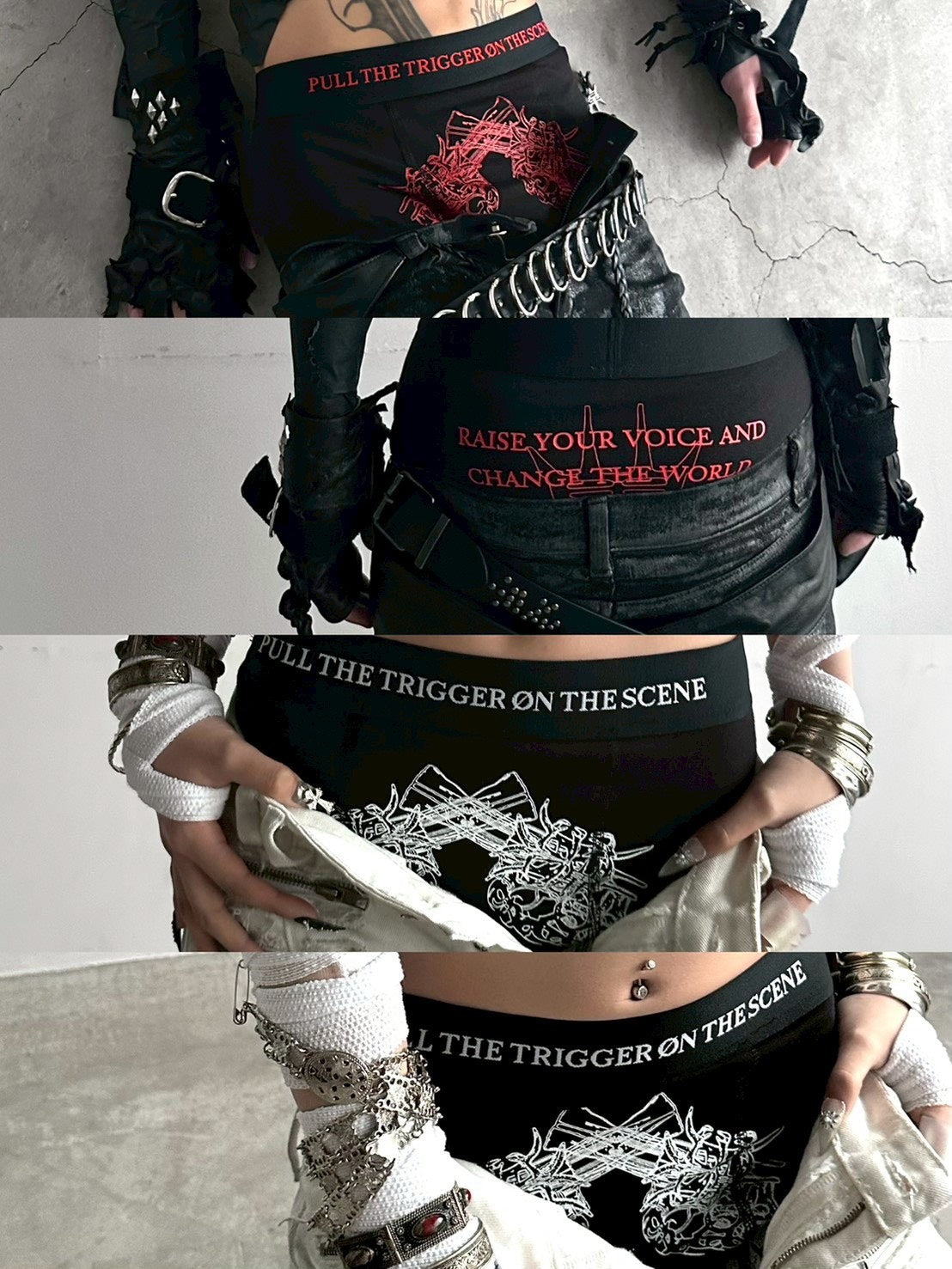 【YIKAI LABORATORY】゛pull the trigger on the scene゛slogan revolver boxer pants