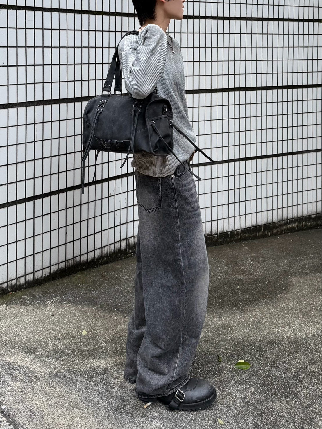 受注制【Chikashitsu +】washed waffle long sleeve (2color)