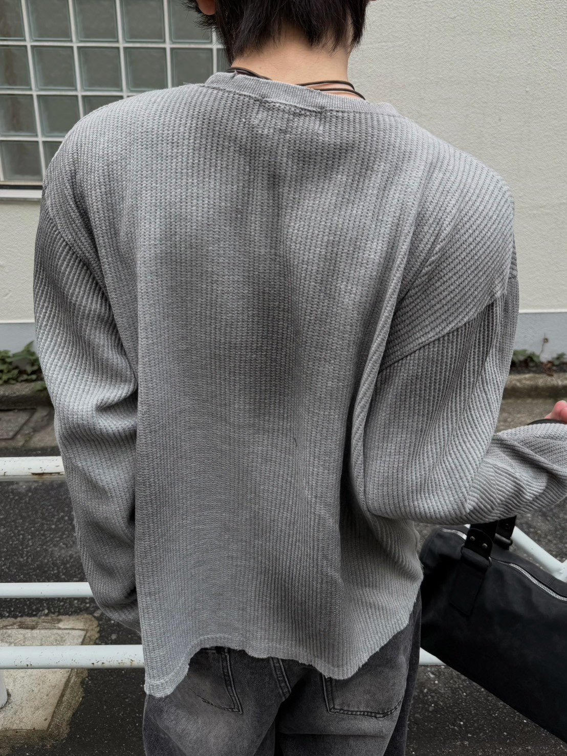 受注制【Chikashitsu +】washed waffle long sleeve (2color)