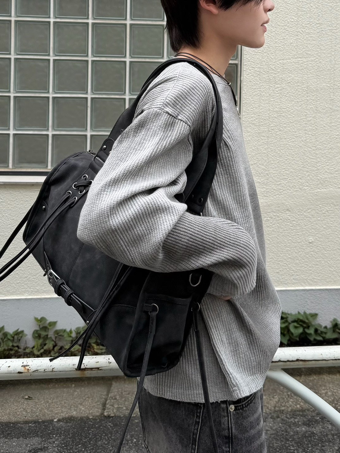 受注制【Chikashitsu +】washed waffle long sleeve (2color)