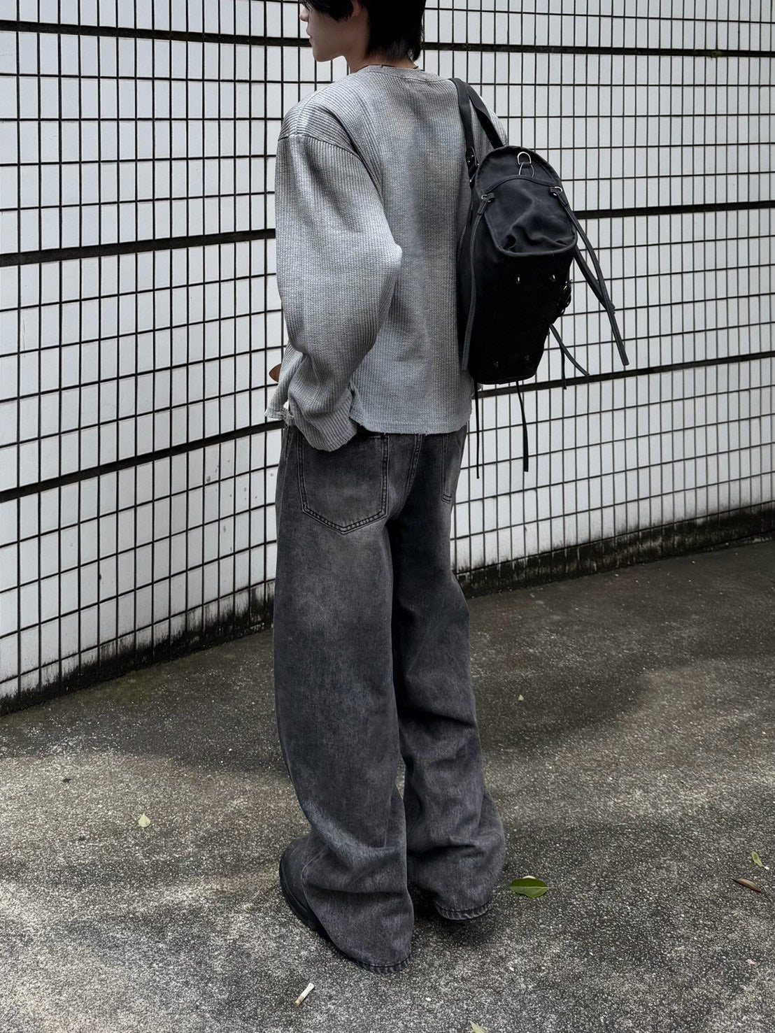 受注制【Chikashitsu +】washed waffle long sleeve (2color)