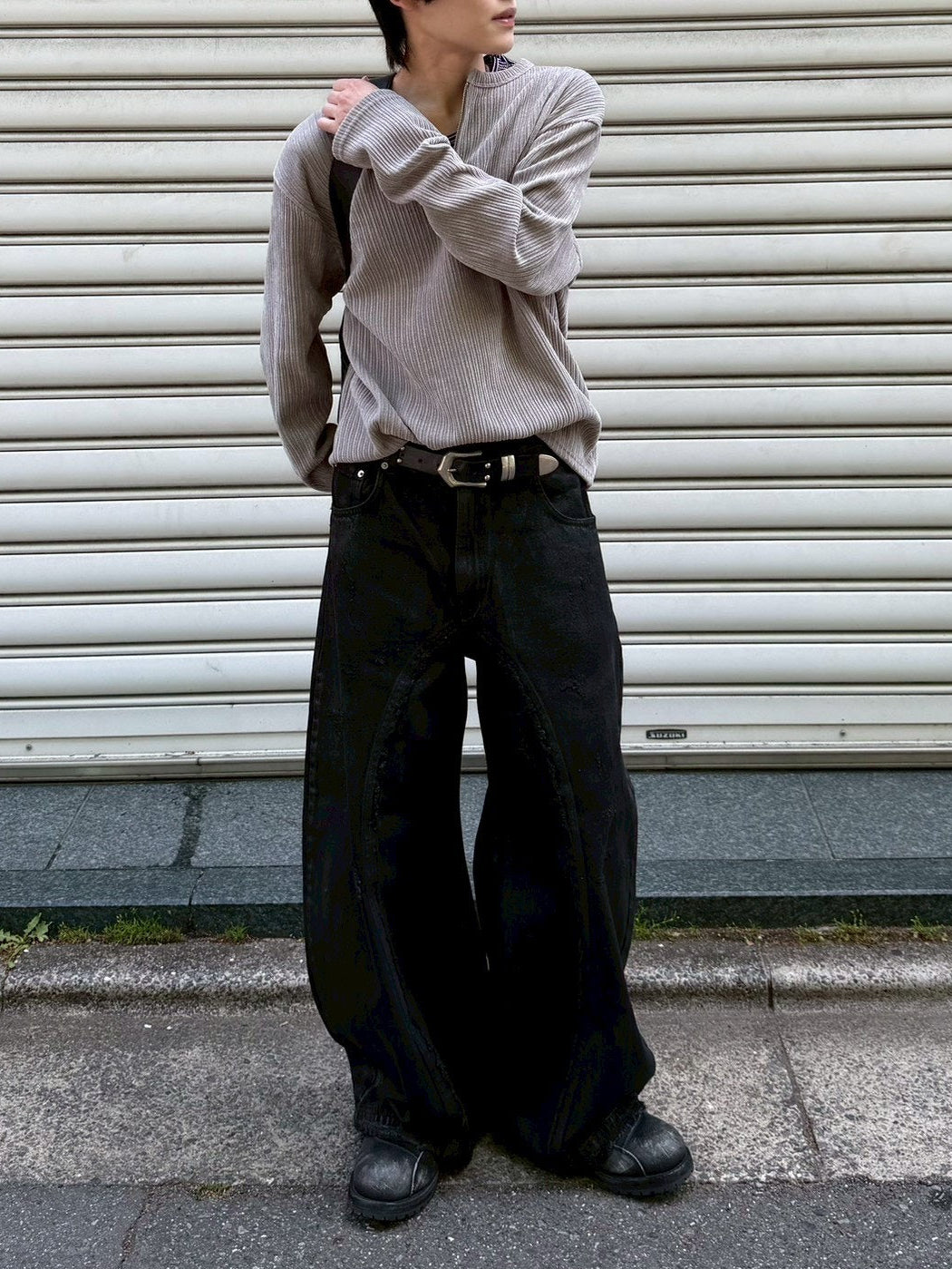 5/8 20:00 発売 【Chikashitsu +】velour zip henley long sleeve (2color)