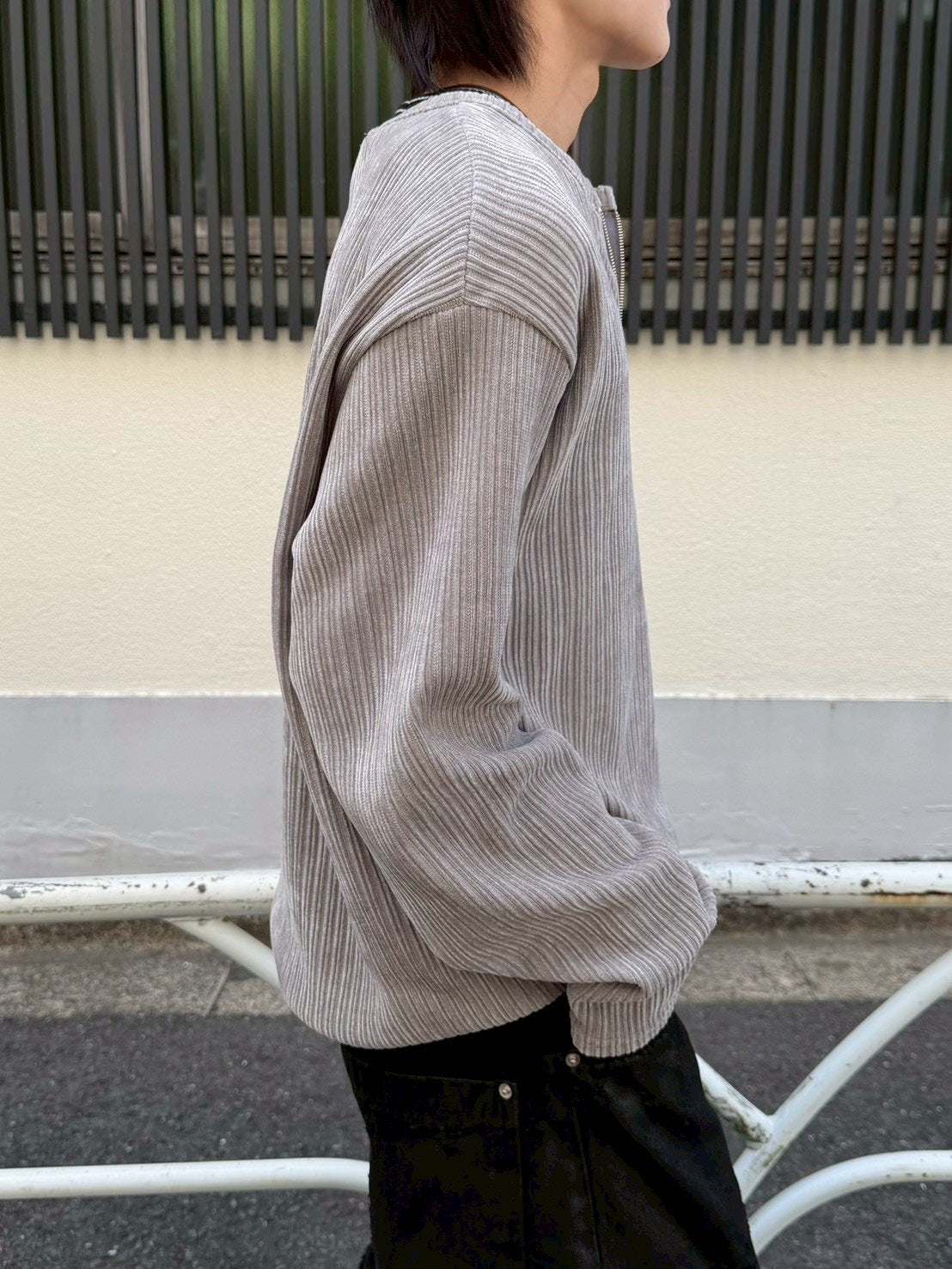5/8 20:00 発売 【Chikashitsu +】velour zip henley long sleeve (2color)