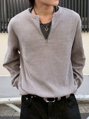5/8 20:00 発売 【Chikashitsu +】velour zip henley long sleeve (2color)